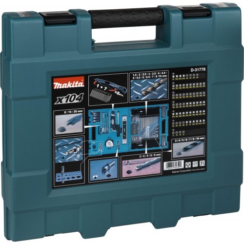 Makita D-31778 værktøjssæt – 104 dele boresæt og bits i kuffert