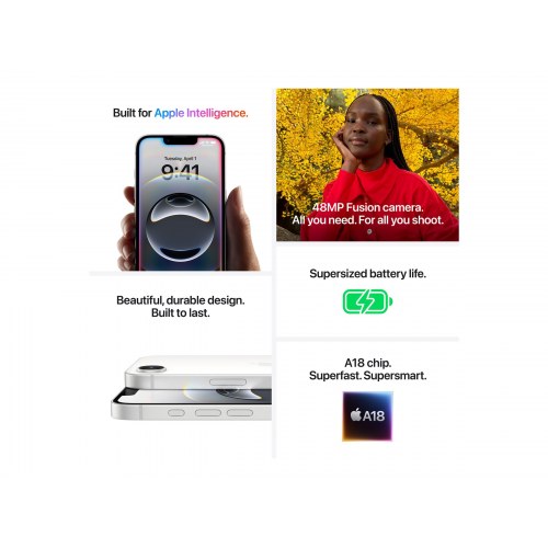 Apple iPhone 16e 6,1" 128 GB 5G – Sort (RENOVERET) (OUTLET B)