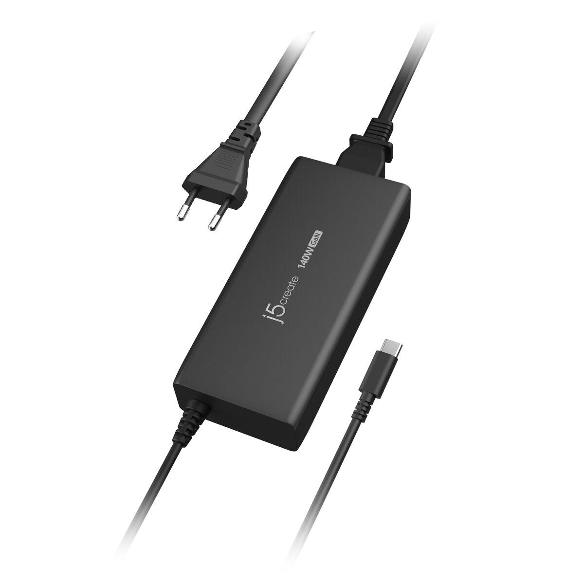 J5create JUP17140-EN USB-C vægoplader - 140 W, EU-stik - Sort billede