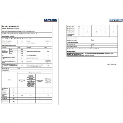 Severin RKG8930 kombineret køle-fryseskab - 206 l, rød