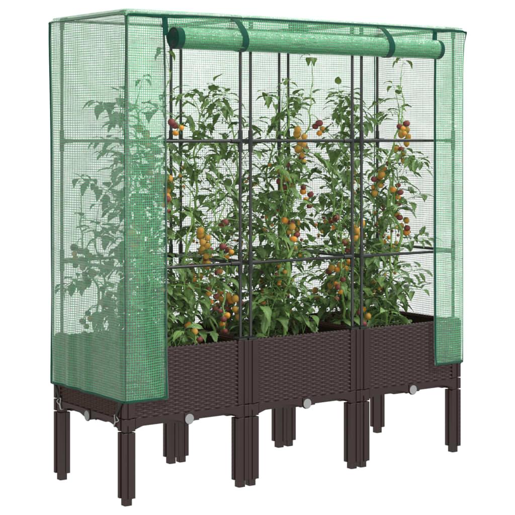 Højbed med drivhusovertræk 120x40x140 cm rattan-look