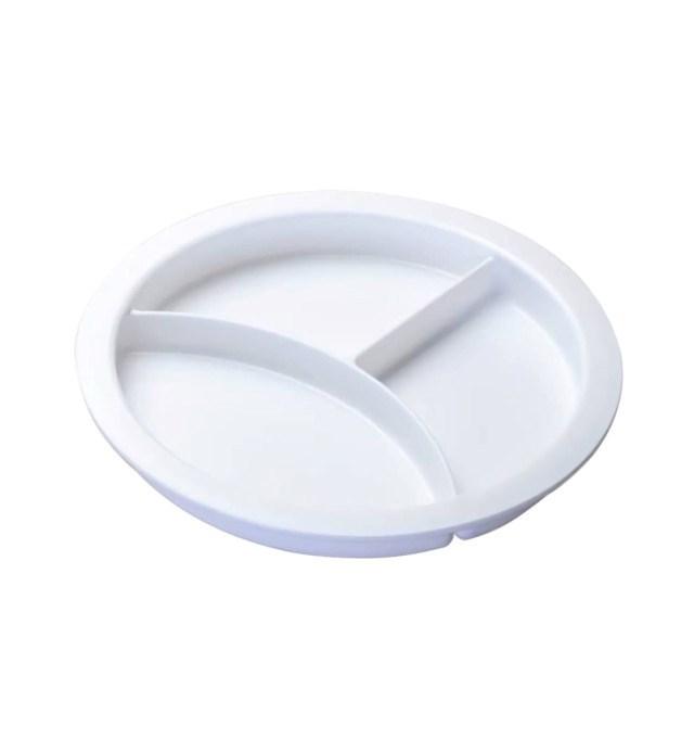 SUNDO tallerken med skillevægge til mikroovn – hvid, 3 rum, 375 ml