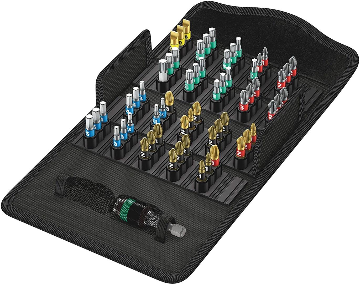 Wera bit-sæt 61 dele - PH, PZ, Torx, Hex og kærv med bitholder billede
