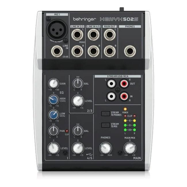 Behringer 502S - 5-kanals kompakt analog mixer med USB-grænseflade designet specielt til podcasting, streaming og hjemmeoptagelse