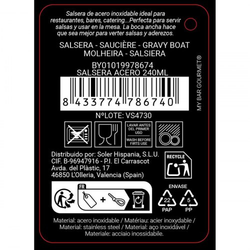 Sovsekande i stål 240 ml - sølvfarvet, 12 stk. (My Bar)