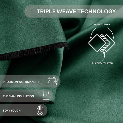 Mørklægningsgardin RESTILO – flaskegrøn, 140×230 cm, klassisk med bindebånd (OUTLET A+)