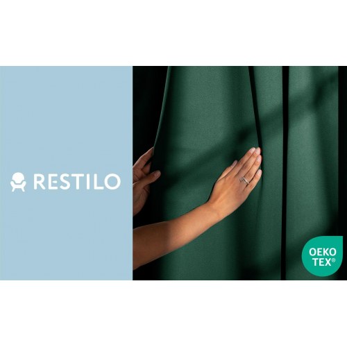 Mørklægningsgardin RESTILO – flaskegrøn, 140×230 cm, klassisk med bindebånd (OUTLET A+)