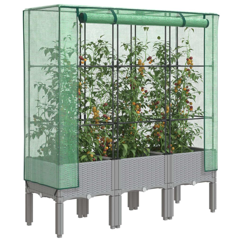 Højbed med drivhusovertræk 120x40x140 cm rattan-look