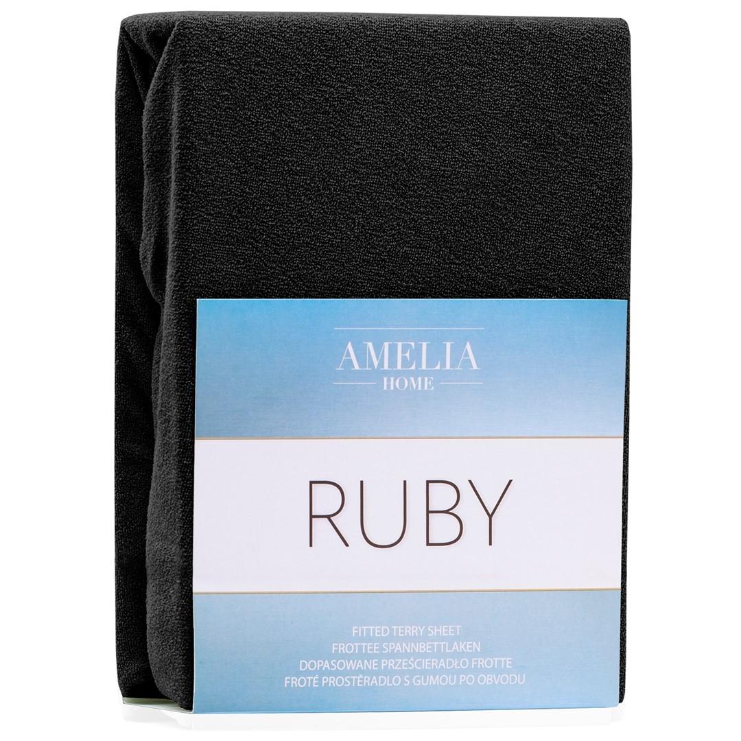 AmeliaHome RUBY faconlagen i frotté - sort, 140-160×200 cm