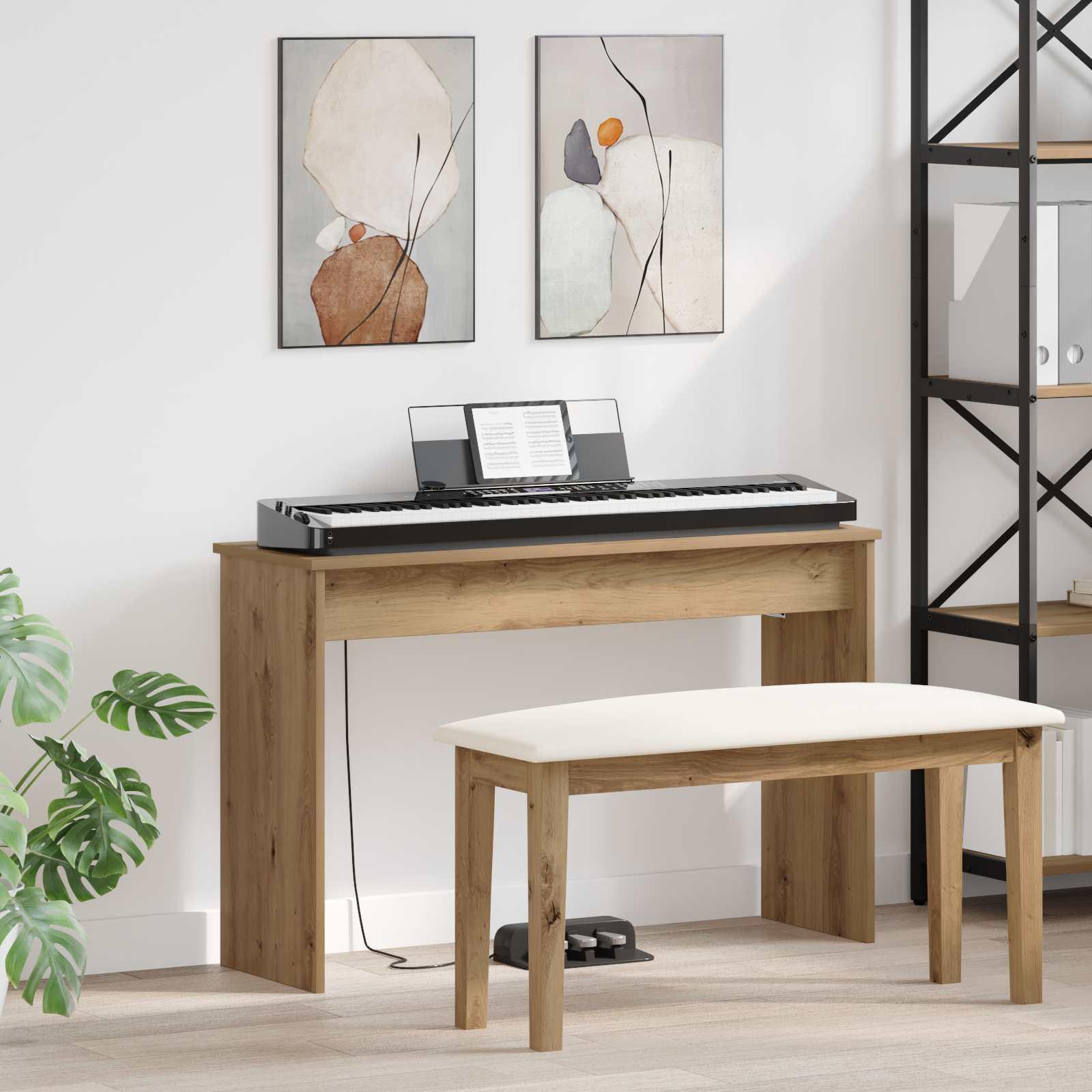 vidaXL Keyboard Stand Artisan Egetræ 100 x 32 x 64 cm Konstrueret træ