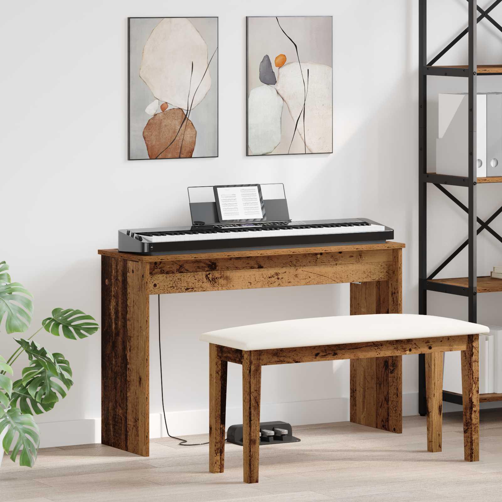 vidaXL Keyboard Stand Gammelt træ 100 x 32 x 64 cm Konstrueret træ