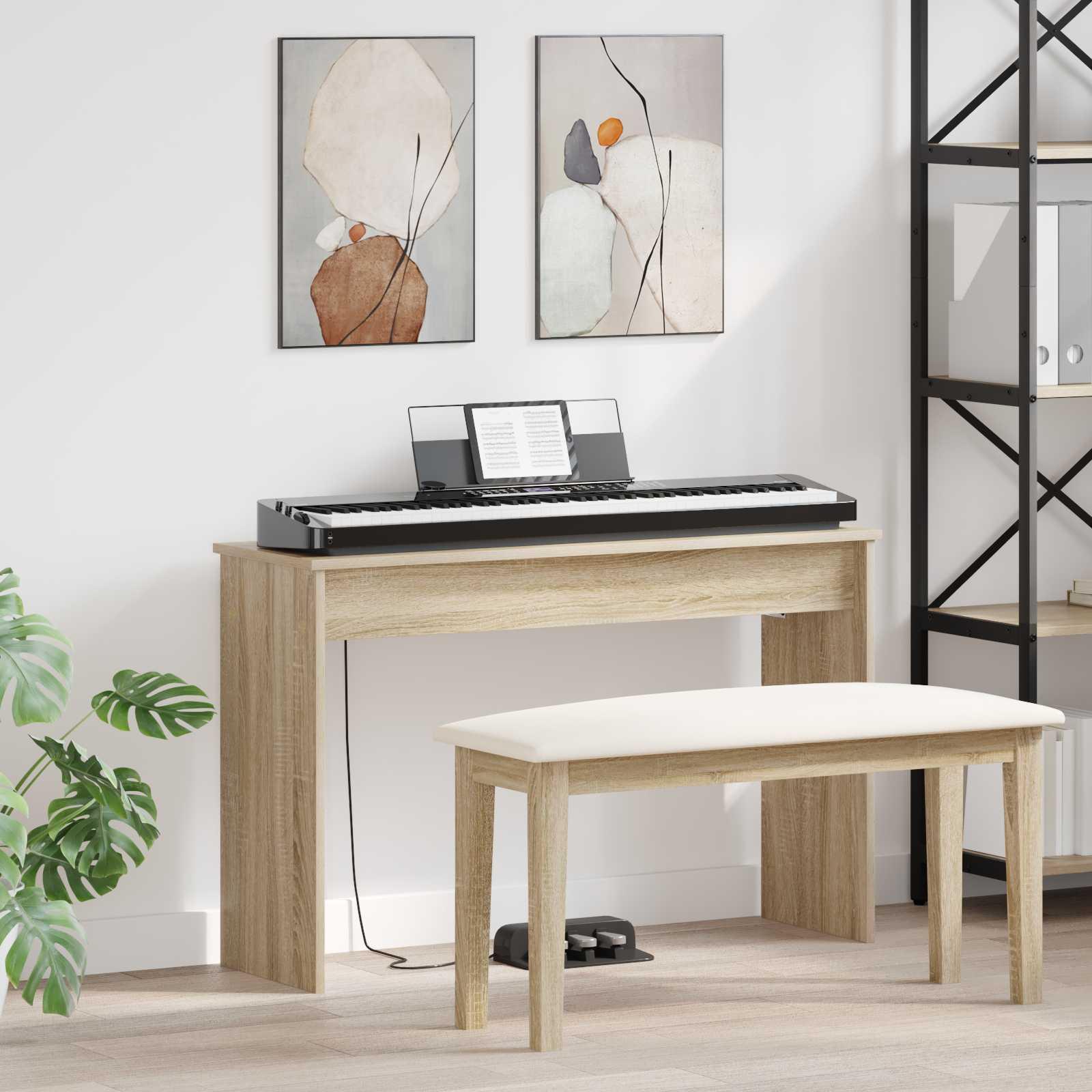 vidaXL Keyboard Stand Sonoma eg 100 x 32 x 64 cm Konstrueret træ