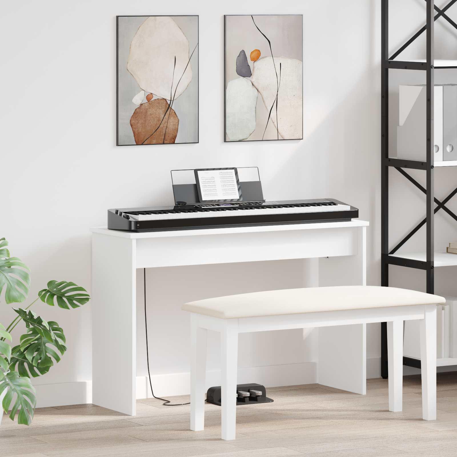 Keyboard stand hvid 100 x 32 x 64 cm i konstrueret træ