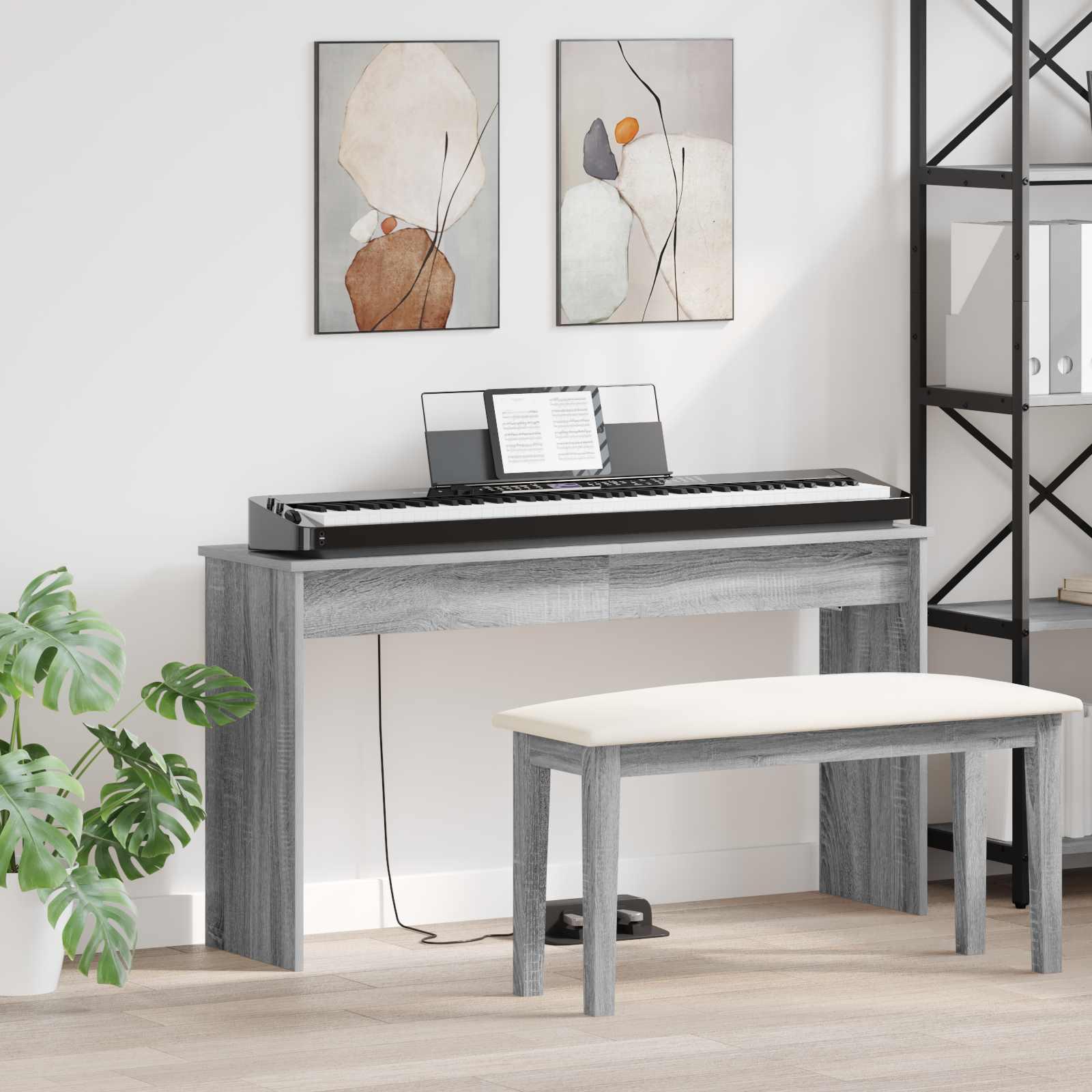 Keyboard Stand Grå Sonoma 120 x 32 x 64 cm Konstrueret træ