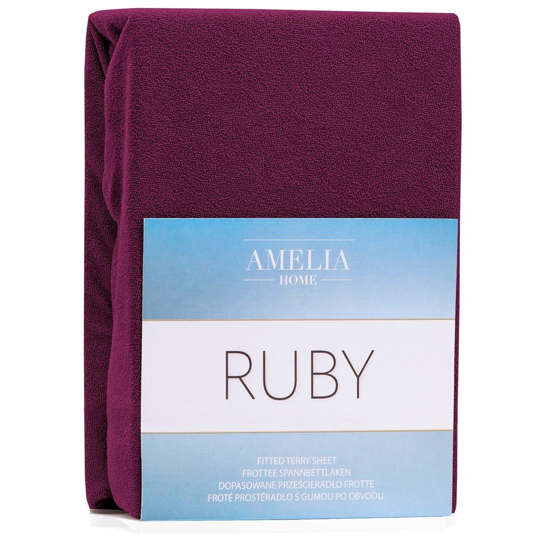 Amelia Home RUBY faconlagen i frotté 140-160×200 cm - vinrød