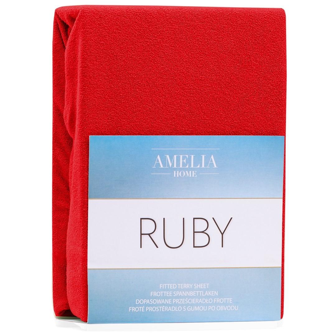 Amelia Home RUBY faconlagen i frotté - rød, 220-240 × 220 cm