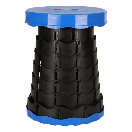 Teleskopisk foldeskammel – sammenklappelig rejse-taburet, blå