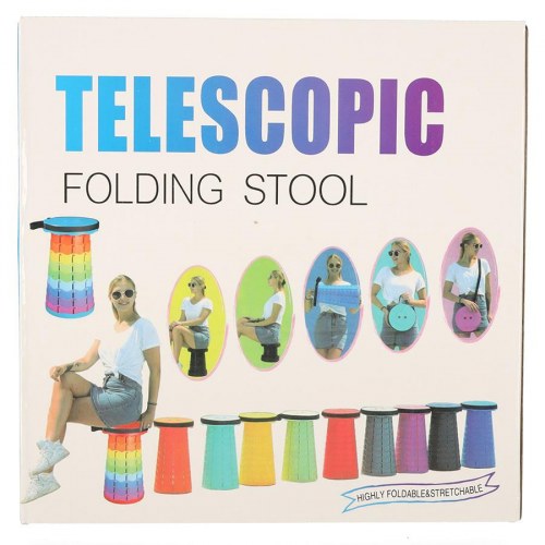 Teleskopisk foldeskammel – sammenklappelig rejse-taburet, blå