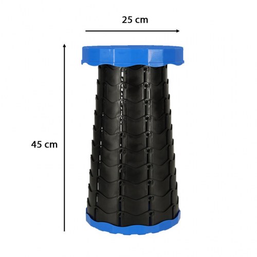 Teleskopisk foldeskammel – sammenklappelig rejse-taburet, blå