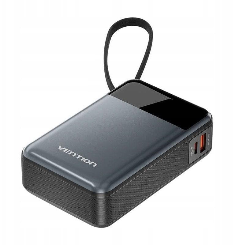 Vention powerbank 20.000 mAh 65 W med USB‑C-kabel – Sort billede