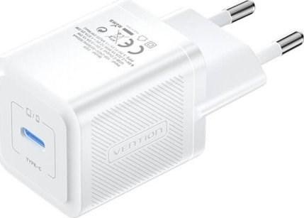 Ladowarka sieciowa, Vention, FEPW0-EU, USB-C, 20W, GaN (biala)