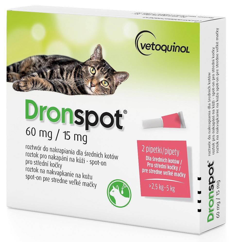 Vetoquinol Dronspot ormemiddel spot-on til kat – 2,5–5 kg (2 pipetter)
