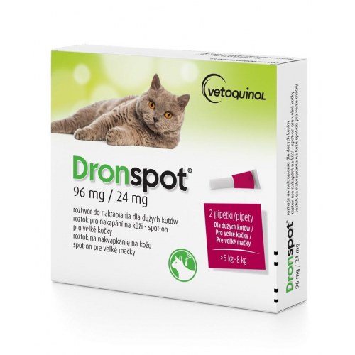 Vetoquinol Dronspot ormemiddel til kat – spot-on 5–8 kg (2 pipetter)