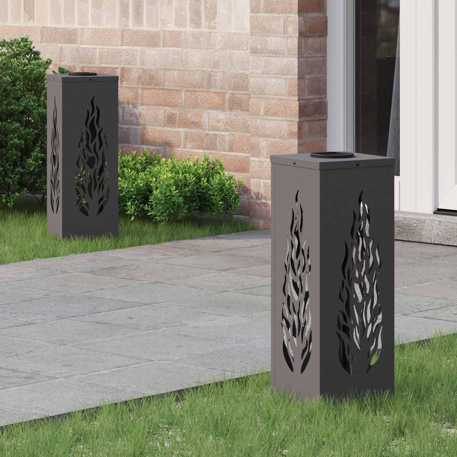 Solar LED sti lys 2 stk Sort Koldvalset Stål