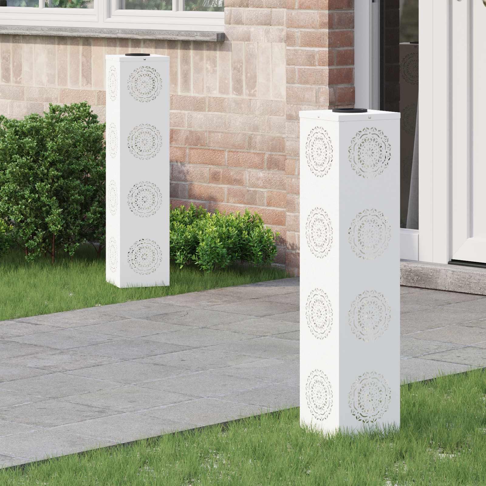 Solar LED sti lys 2 stk Hvid Koldvalset Stål