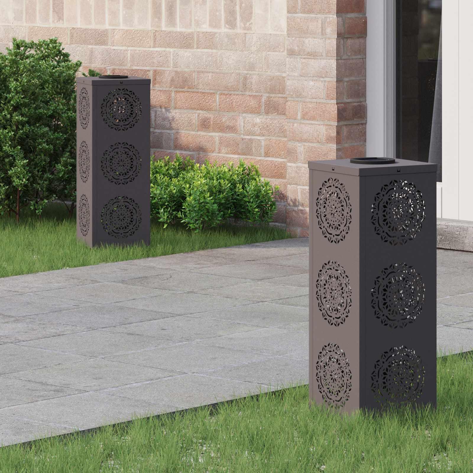 Solar LED sti lys 2 stk Sort Koldvalset Stål