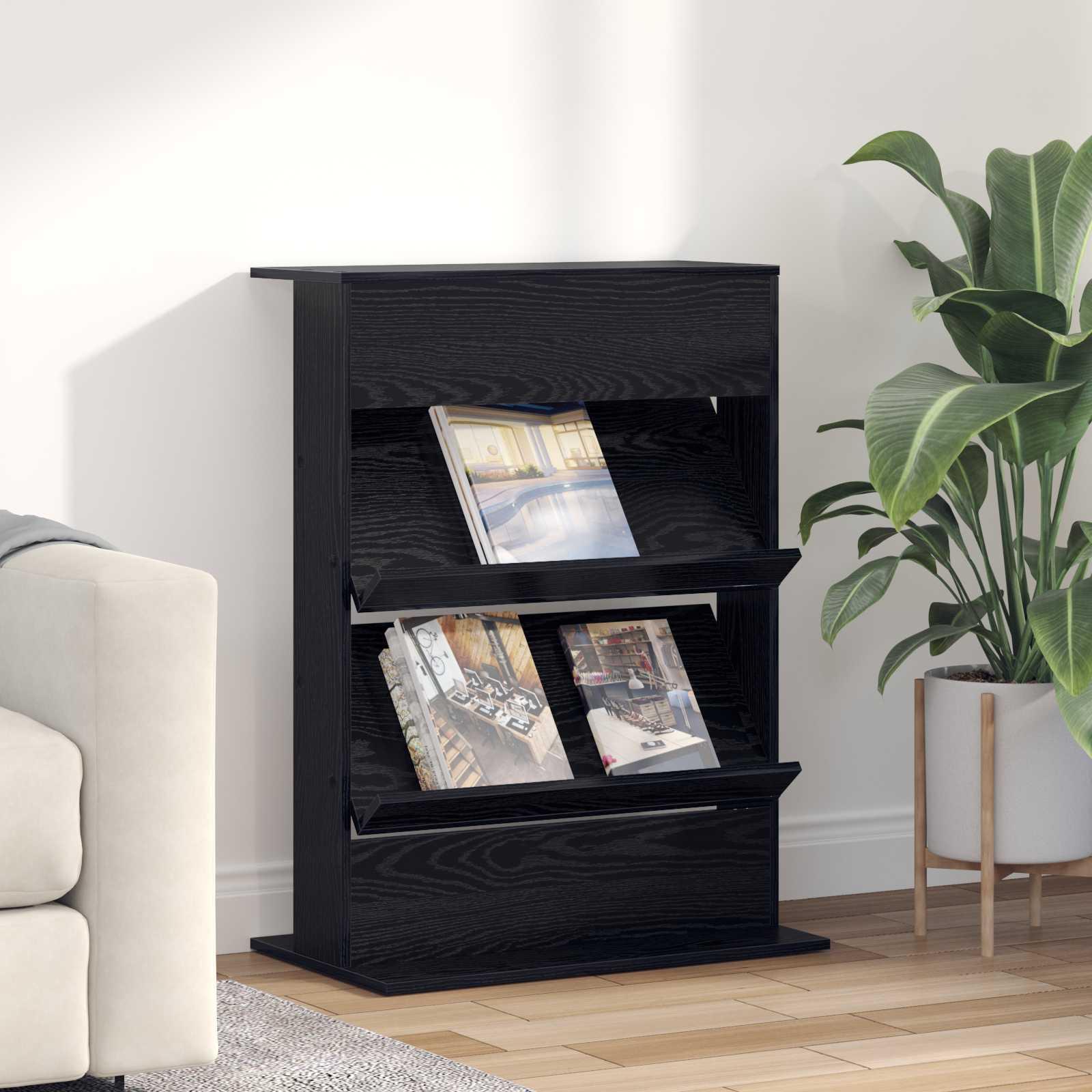 Magasin Rack med hylde Sort eg 70 x 41 x 96 cm Konstrueret træ