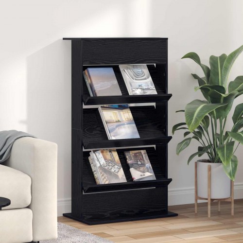 Magasin Rack med hylde Sort eg 70 x 41 x 126 cm Konstrueret træ