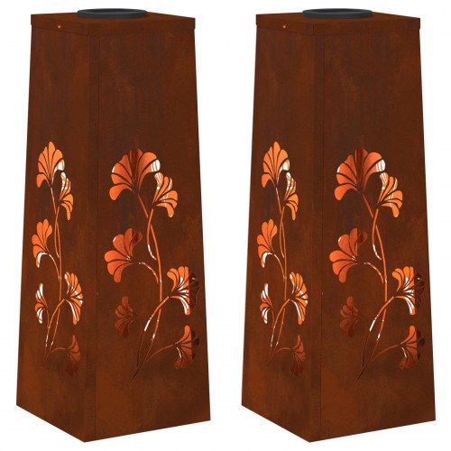 Solar LED sti lys 2 stk Cortenstål Cortenstål