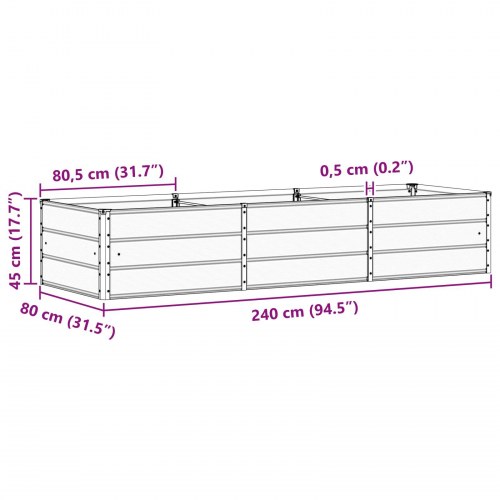 Plantekasse Antracit 240 x 80 x 45 cm Stål