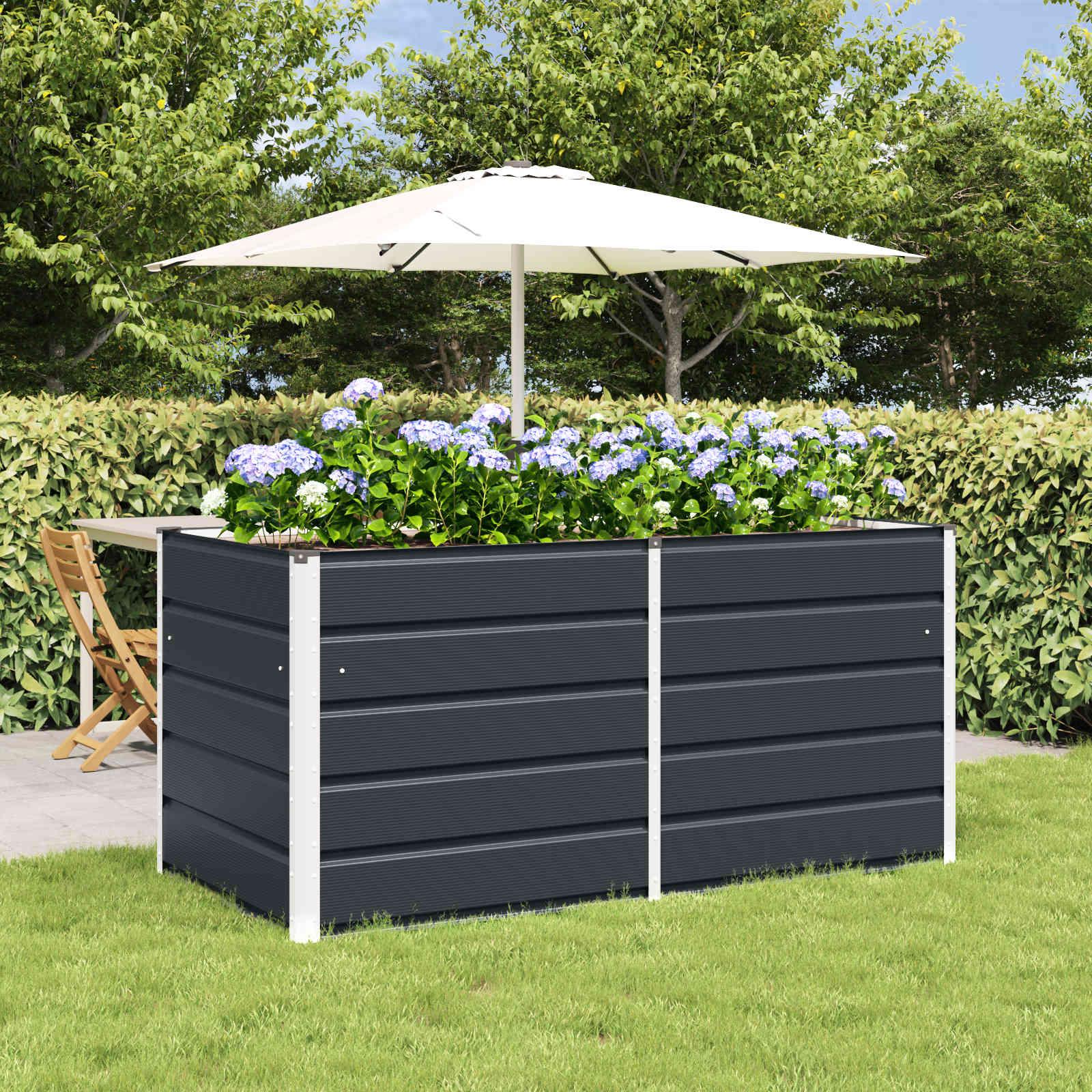 Plantekasse 160 X 80 X Stål - Antracit / 160 cm / 75 cm