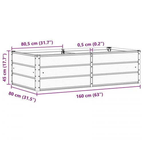 Plantekasse Antracit 160 x 80 x 45 cm Stål