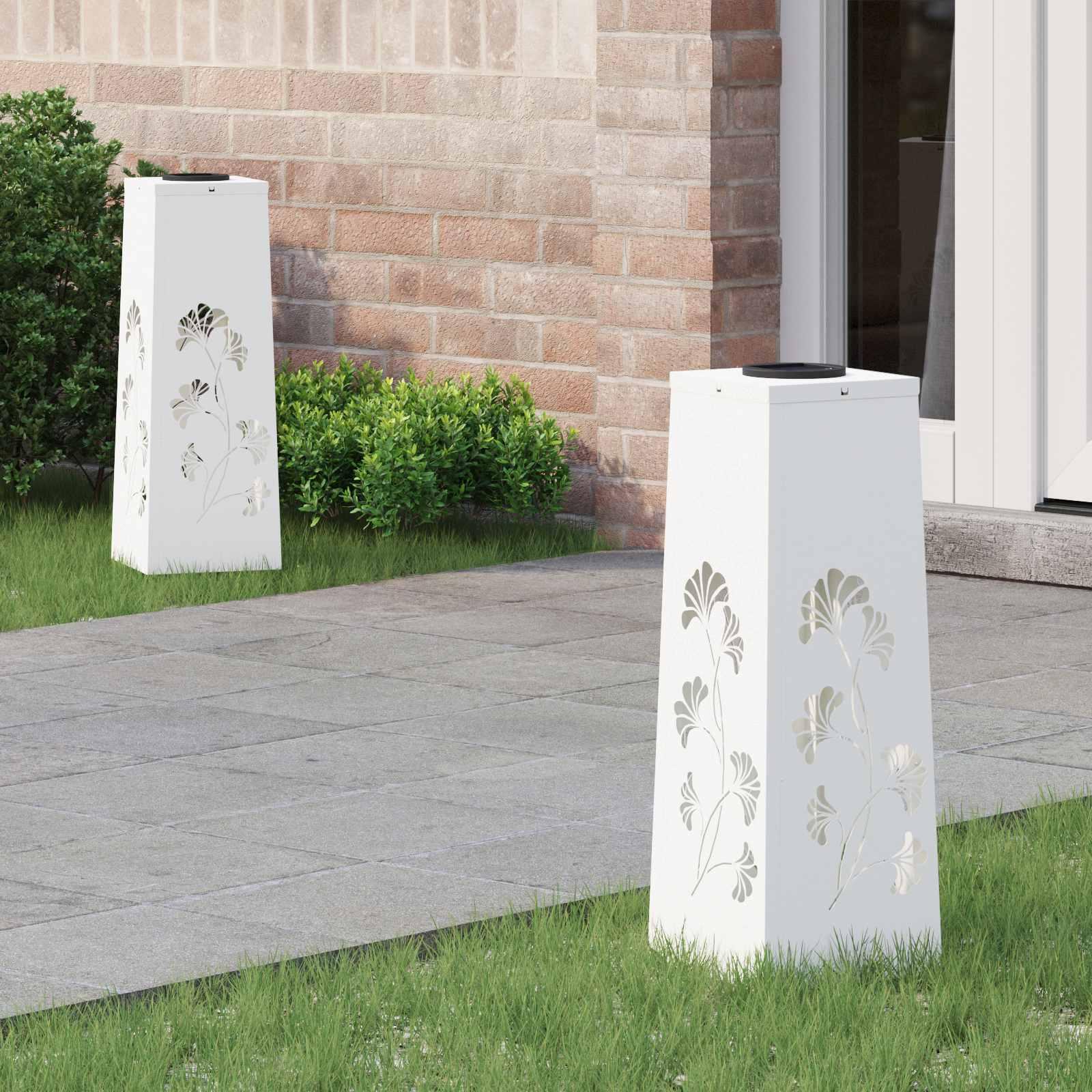 Solar LED sti lys 2 stk Hvid Koldvalset Stål