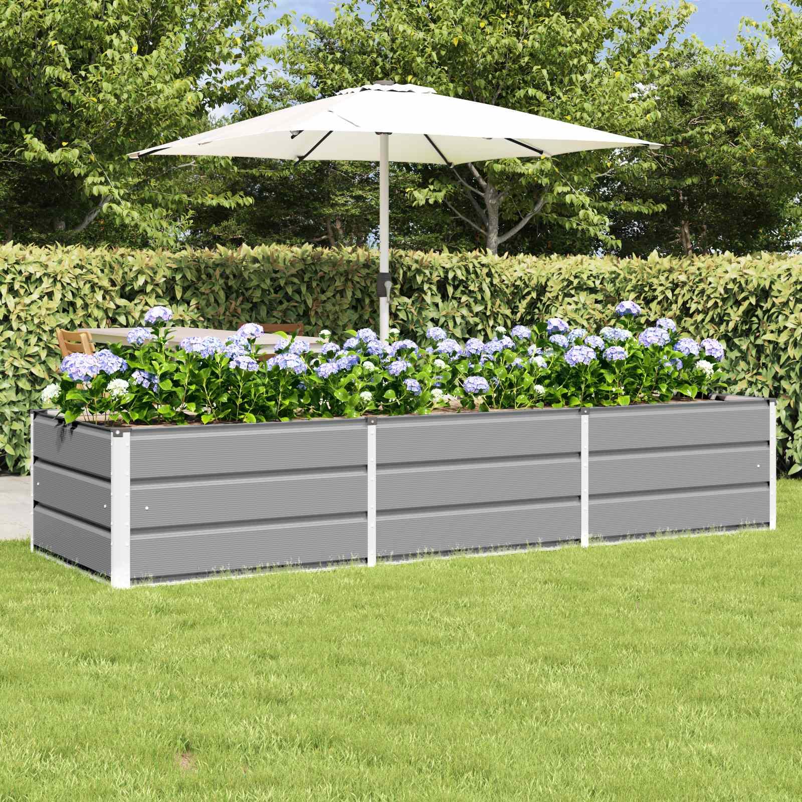 Plantekasse Lysegrå 240 x 80 x 45 cm Stål
