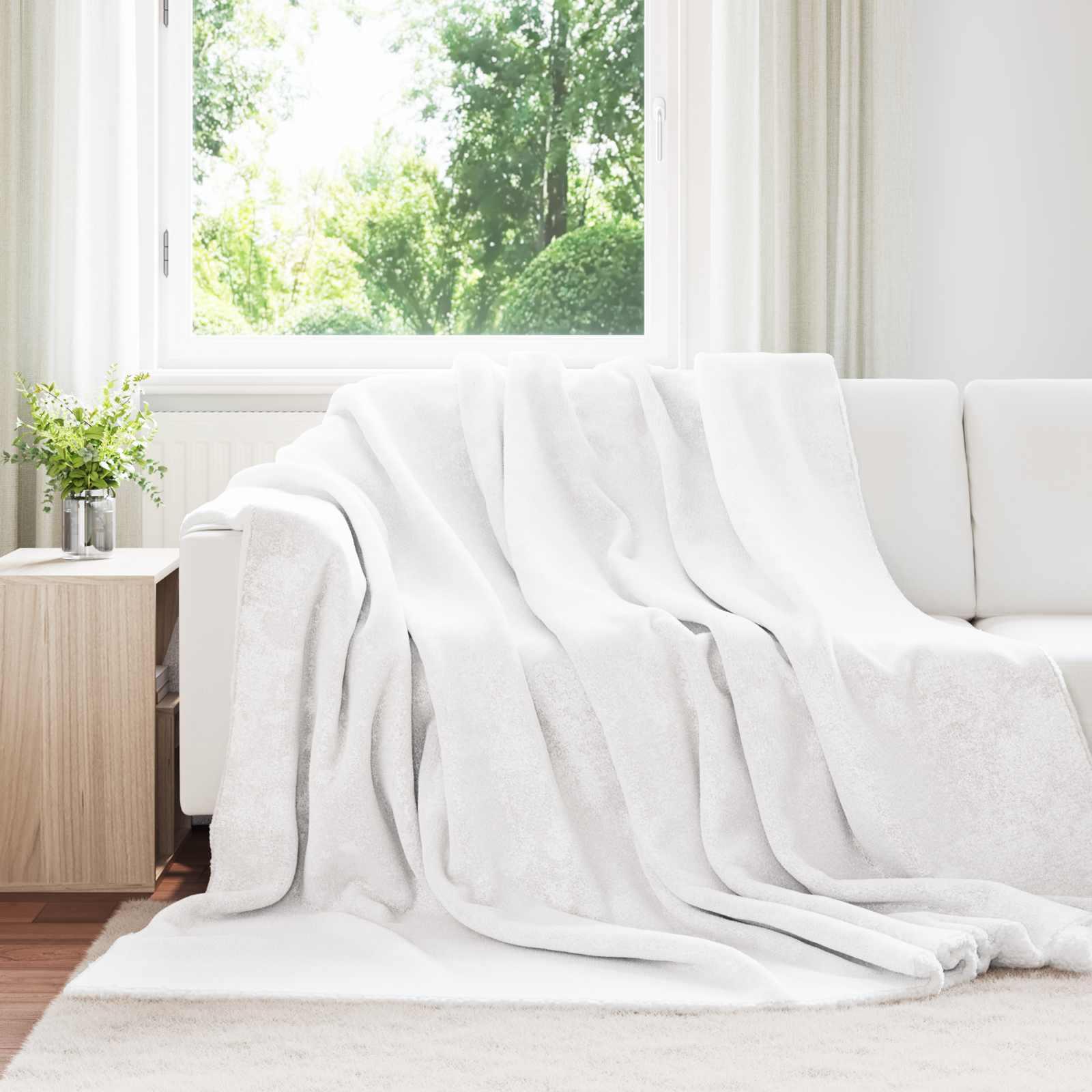 Throw Tæppe Fleece - Hvid / 240 x 270 cm