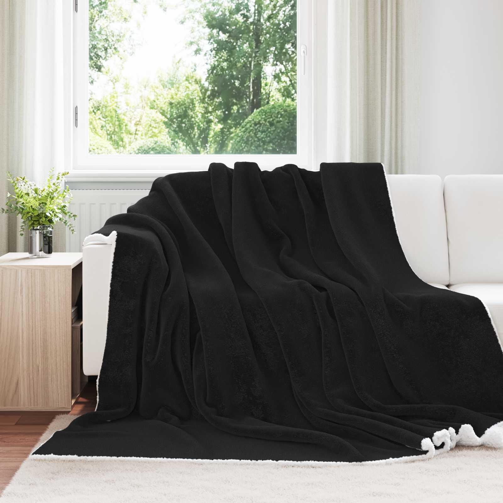 Throw Tæppe Fleece - Sort / 240 x 270 cm