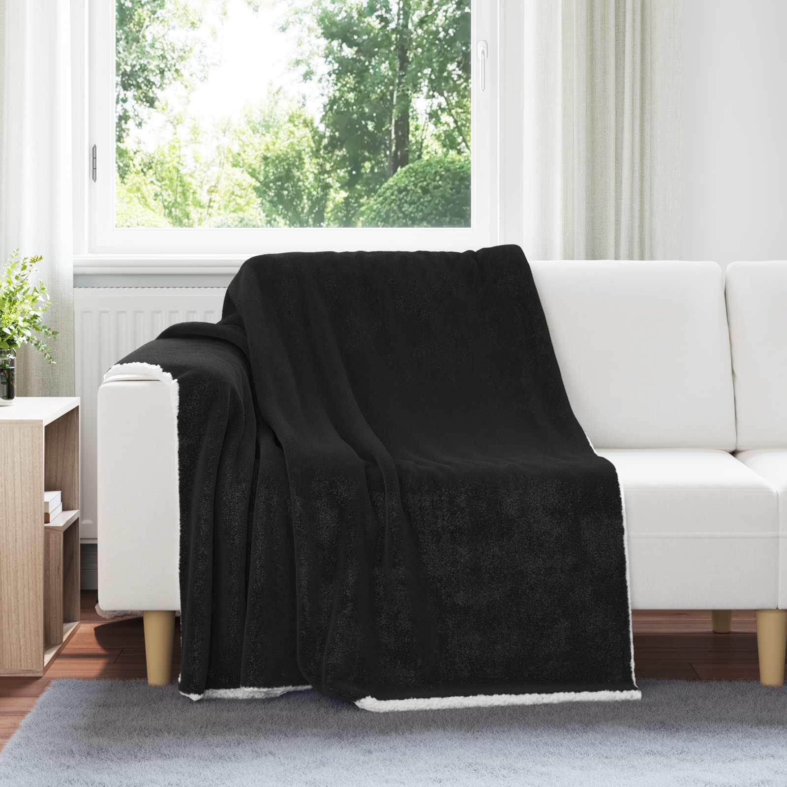 Throw tæppe Sort 150 x 200 cm Fleece