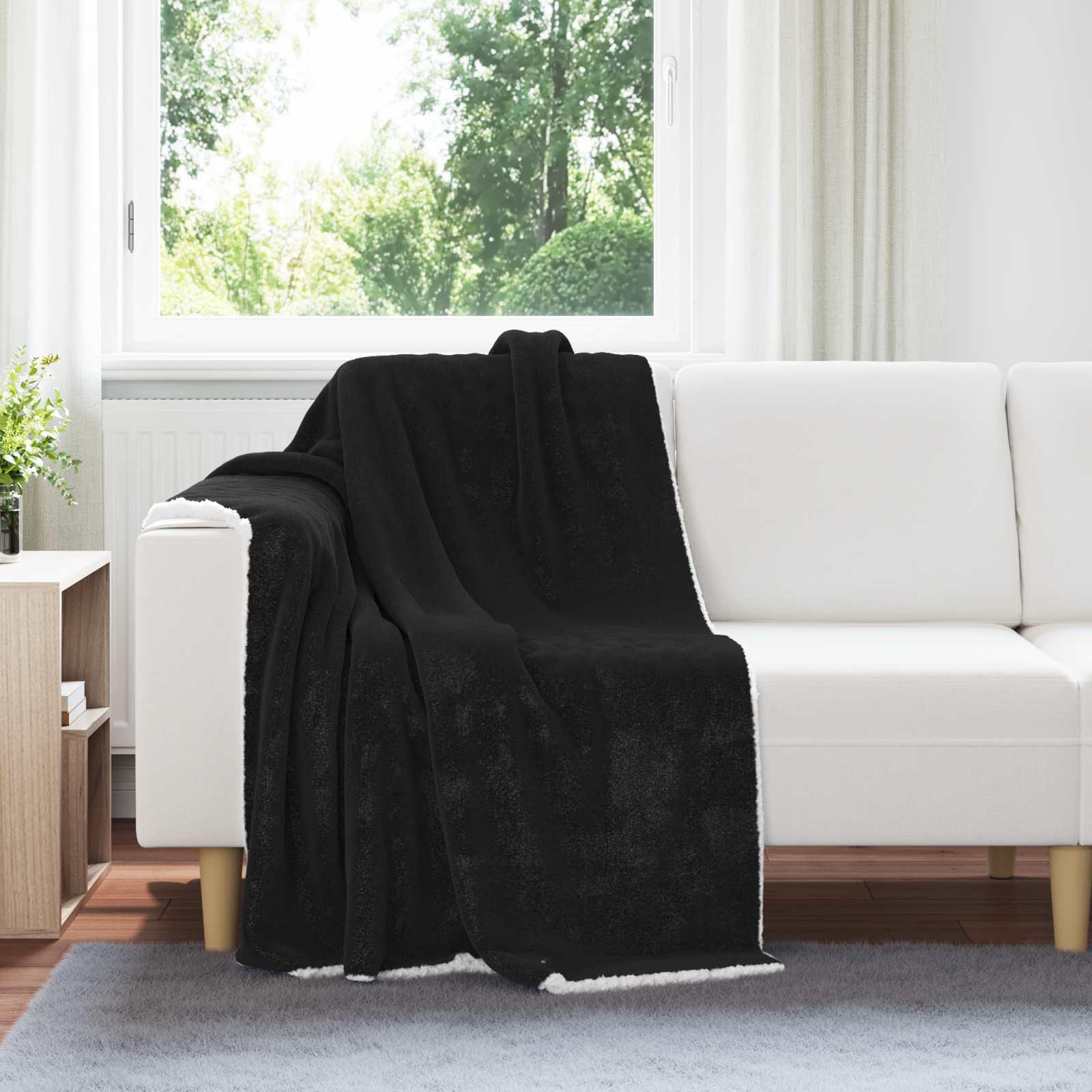 Throw Tæppe Fleece - Sort / 130 x 150 cm
