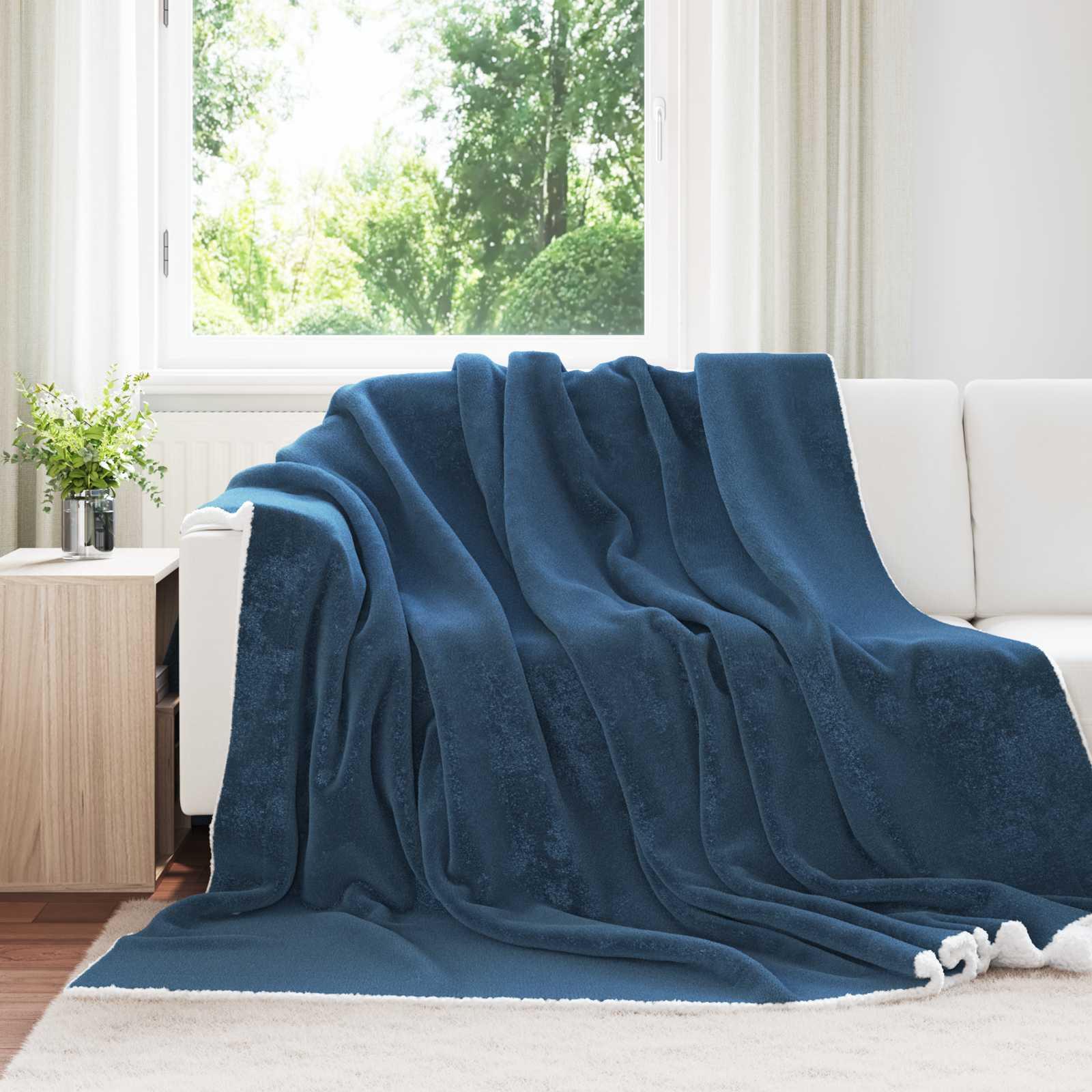 Throw Tæppe Fleece - Marineblå / 240 x 270 cm