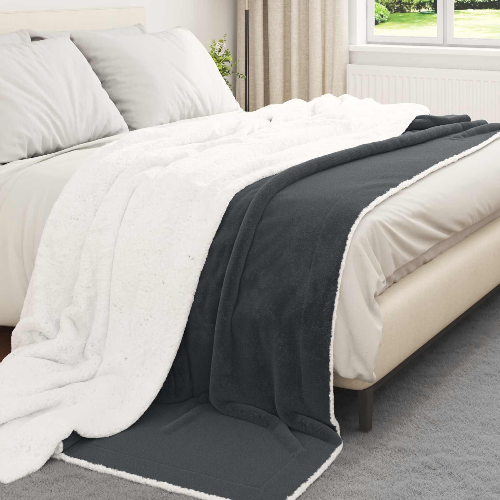 Throw Tæppe Fleece - Mørkegrå / 240 x 270 cm