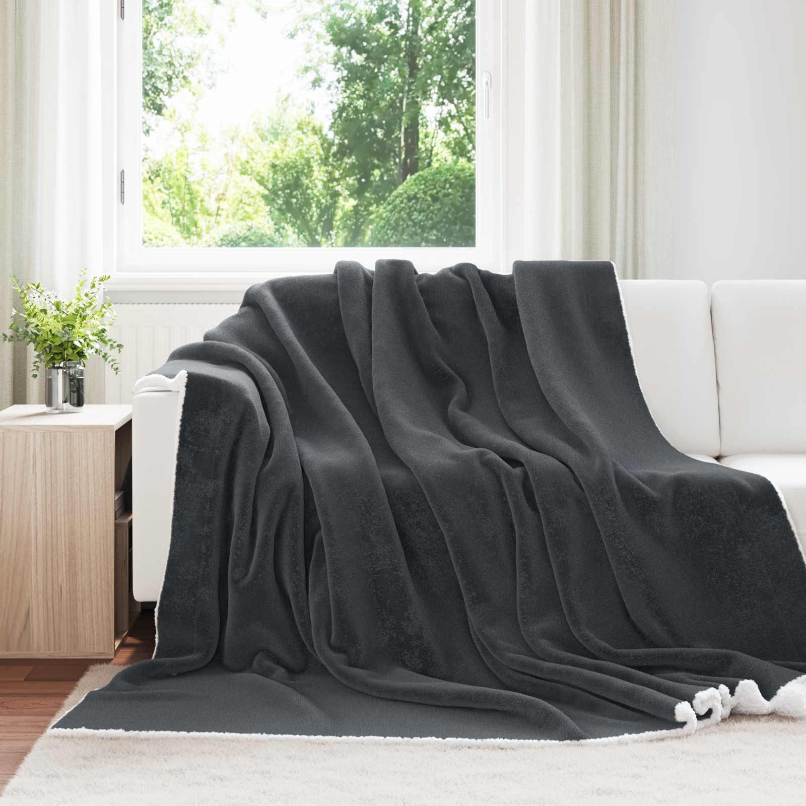 Throw Tæppe Fleece - Mørkegrå / 220 x 240 cm