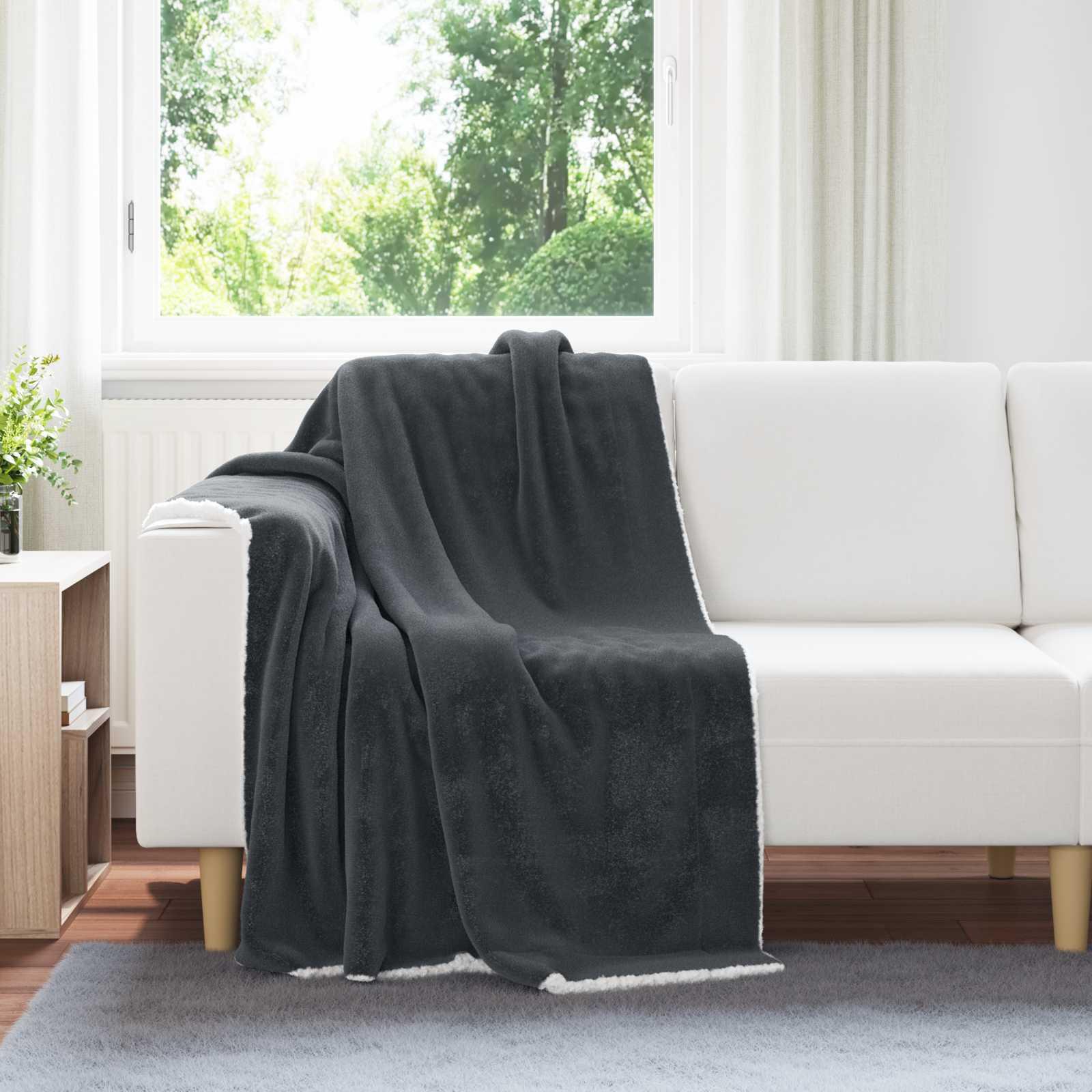 Throw Tæppe Fleece - Mørkegrå / 130 x 150 cm