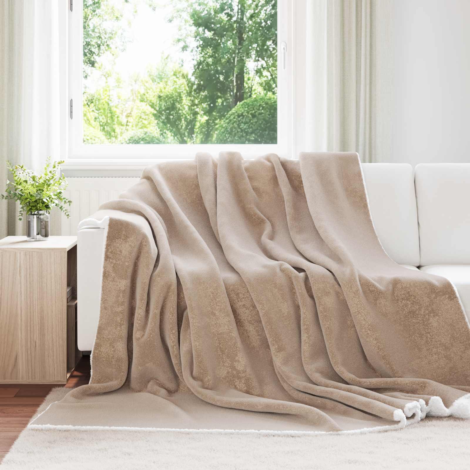 Throw tæppe Camel 240 x 270 cm Fleece
