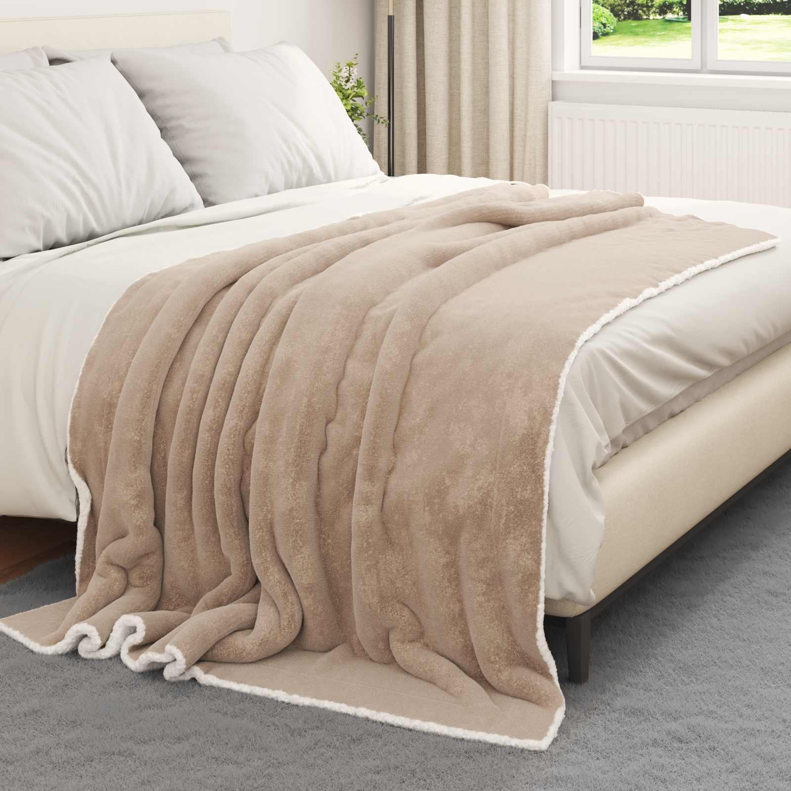 Throw tæppe Camel 150 x 200 cm Fleece