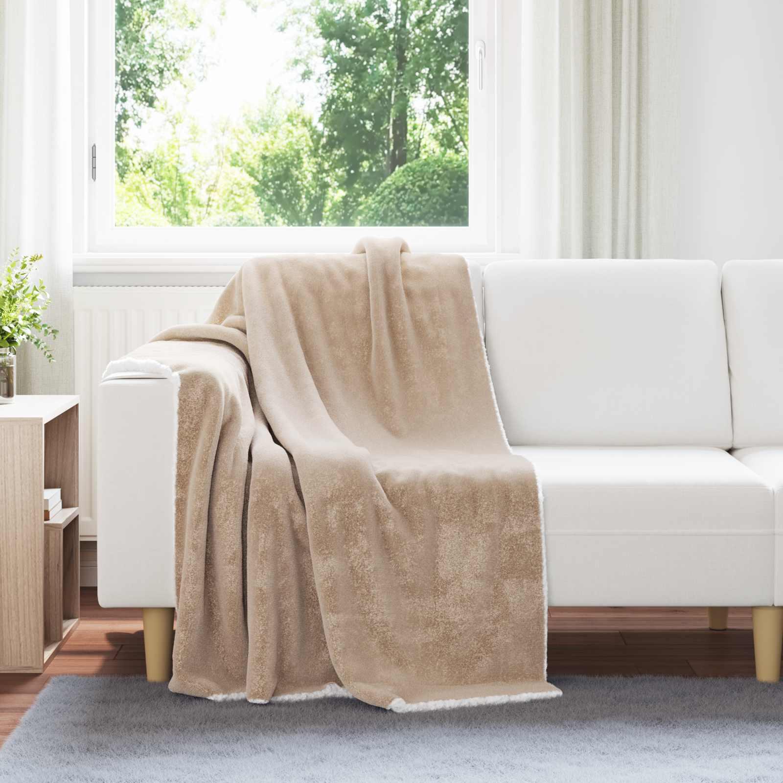 Throw tæppe Camel 130 x 150 cm Fleece
