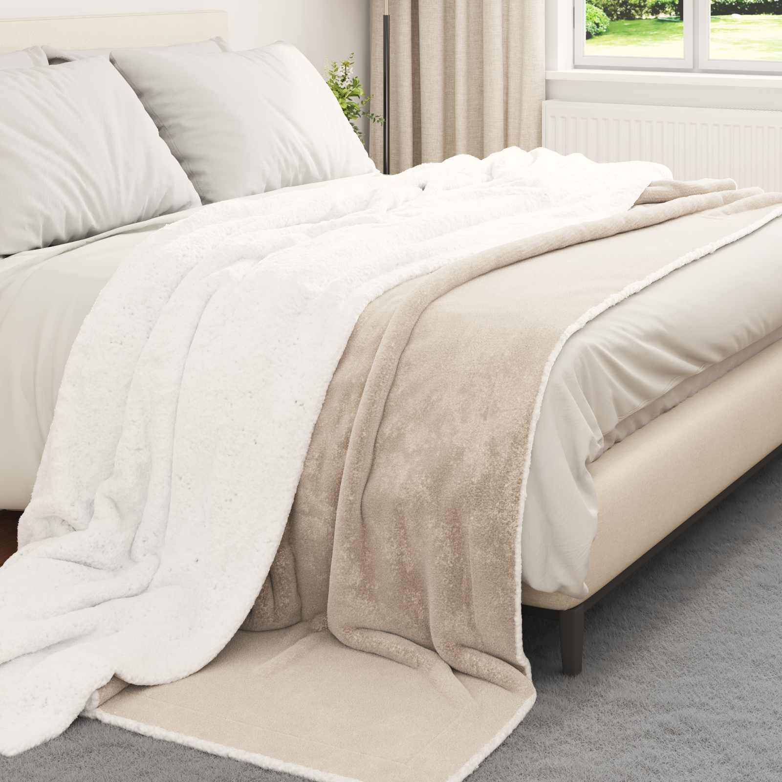 Throw Tæppe Fleece - Beige / 240 x 270 cm